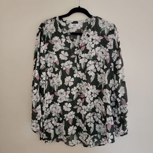 Gina Benotti Long Sleeve Floral V-neck Blouse